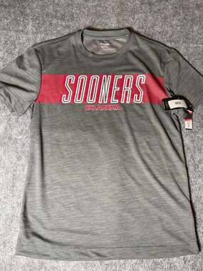 Captivating Men's Medium Oklahoma Sooners Heather Gray Performance T-Shirt